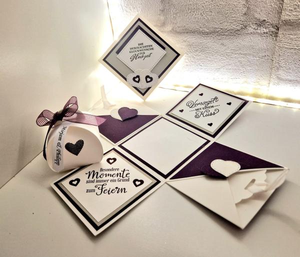 Explosionsbox Hochzeit | Geldgeschenk | Zierschachtel | Namen individualisierbar 7x7x7cm oder 10x10x10cm